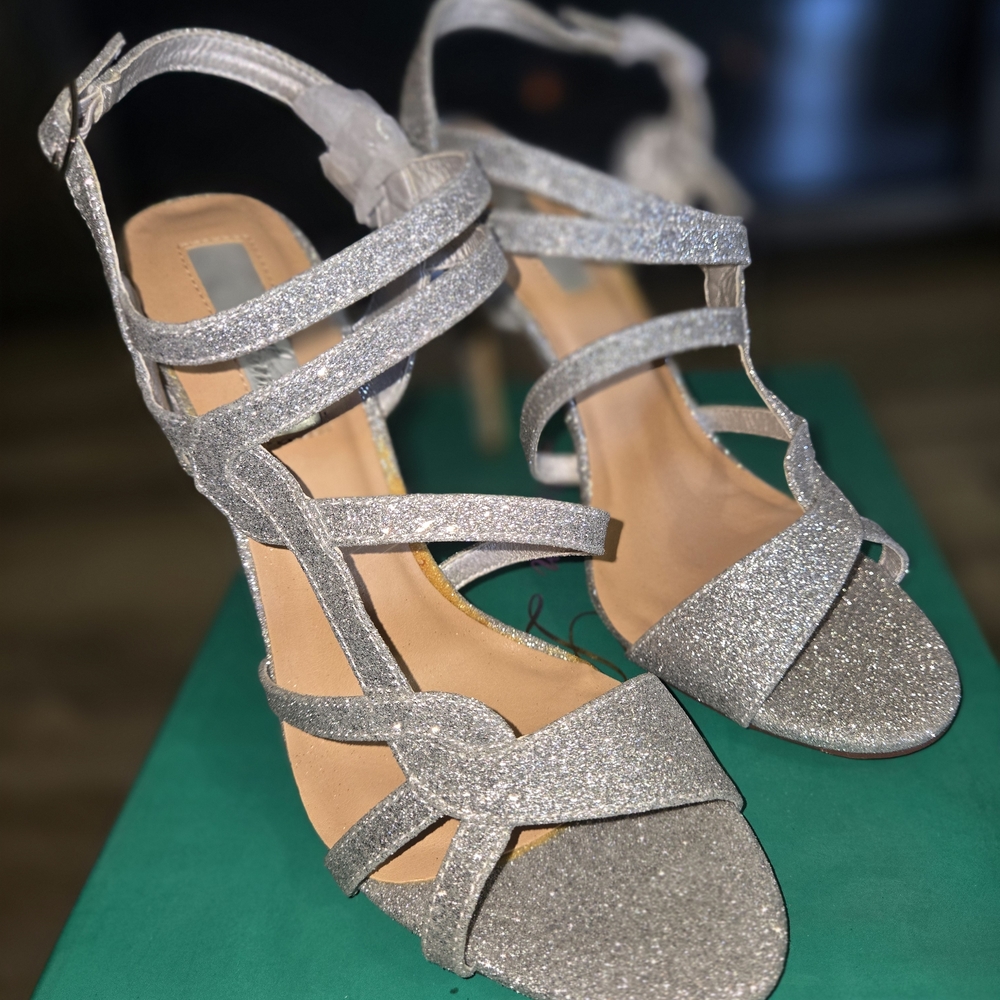 Lauren Lorraine Glittering Silver Strappy Heels